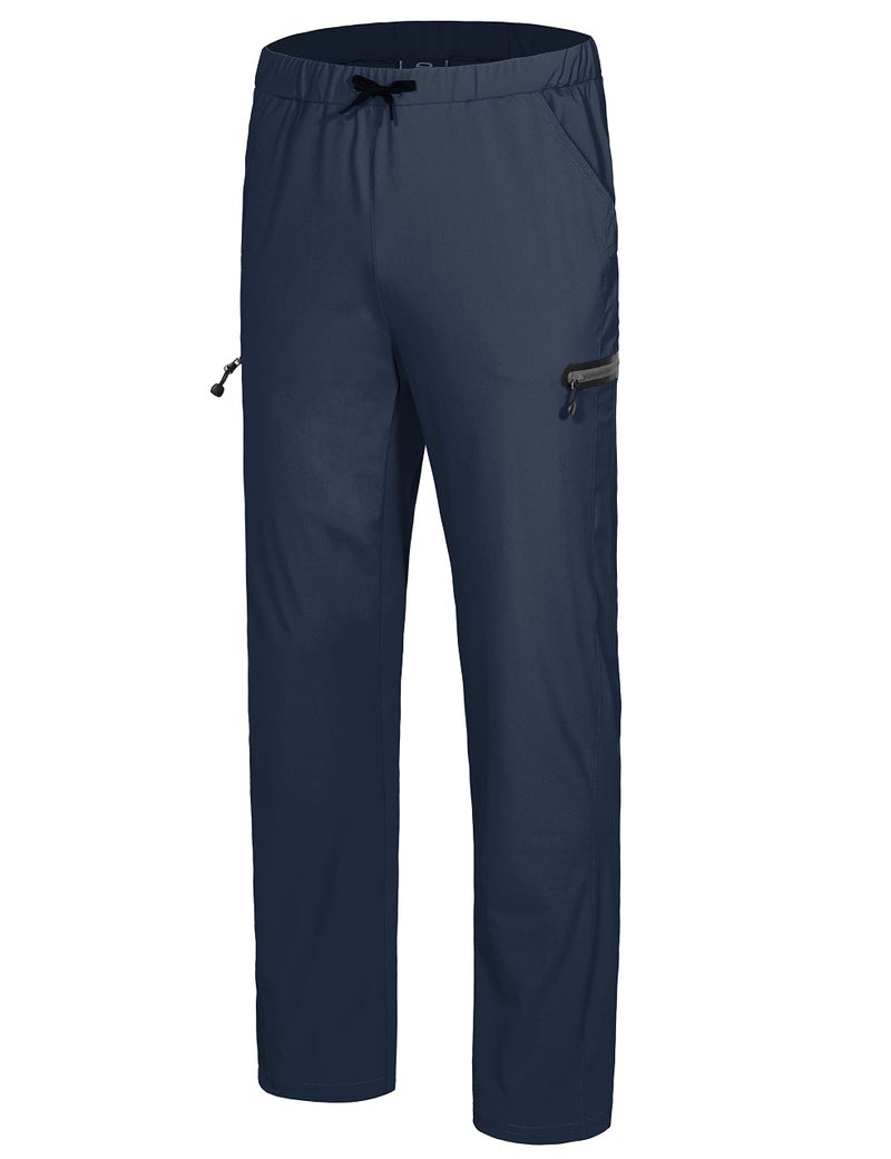 Little Donkey Andy Men's Ultra-Stretch Lightweight Quick Dry Athletic Pants Drawstring Travel Exercise Running Jogging Navy XL - Image 1